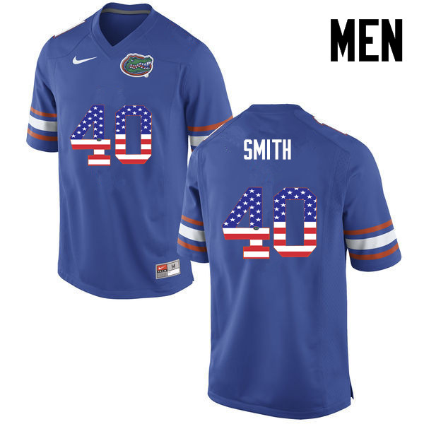 Men Florida Gators #40 Nick Smith College Football USA Flag Fashion Jerseys-Blue